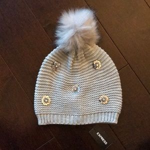 Adorable Winter Sequin/Faux Fur Knit Pom Beanie